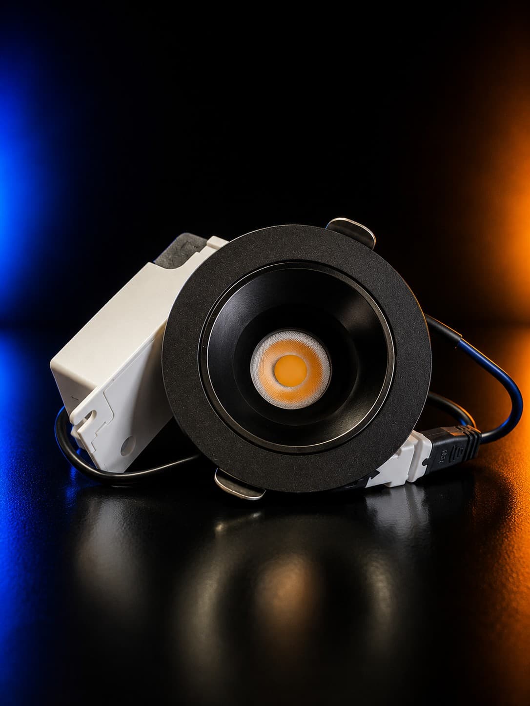 COB Downlight 7W Full Black 2 Inch — compact black recessed downlight with anti-glare cone and driver box